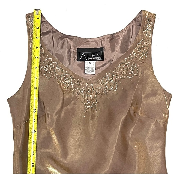 Alex Evenings Woman Bronze Floral Beads Gown Dress Size 10 - Picture 10 of 13